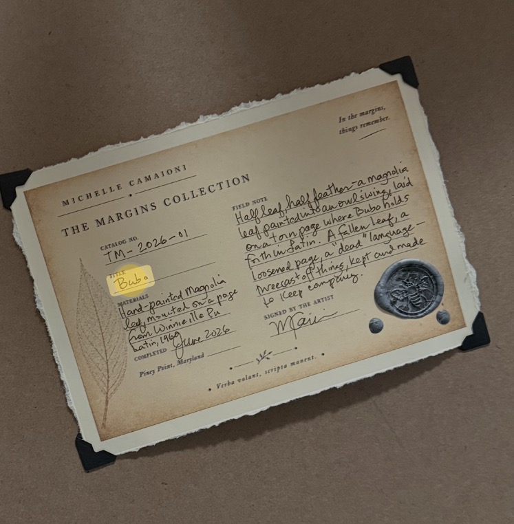 Handwritten catalog card for Bubo