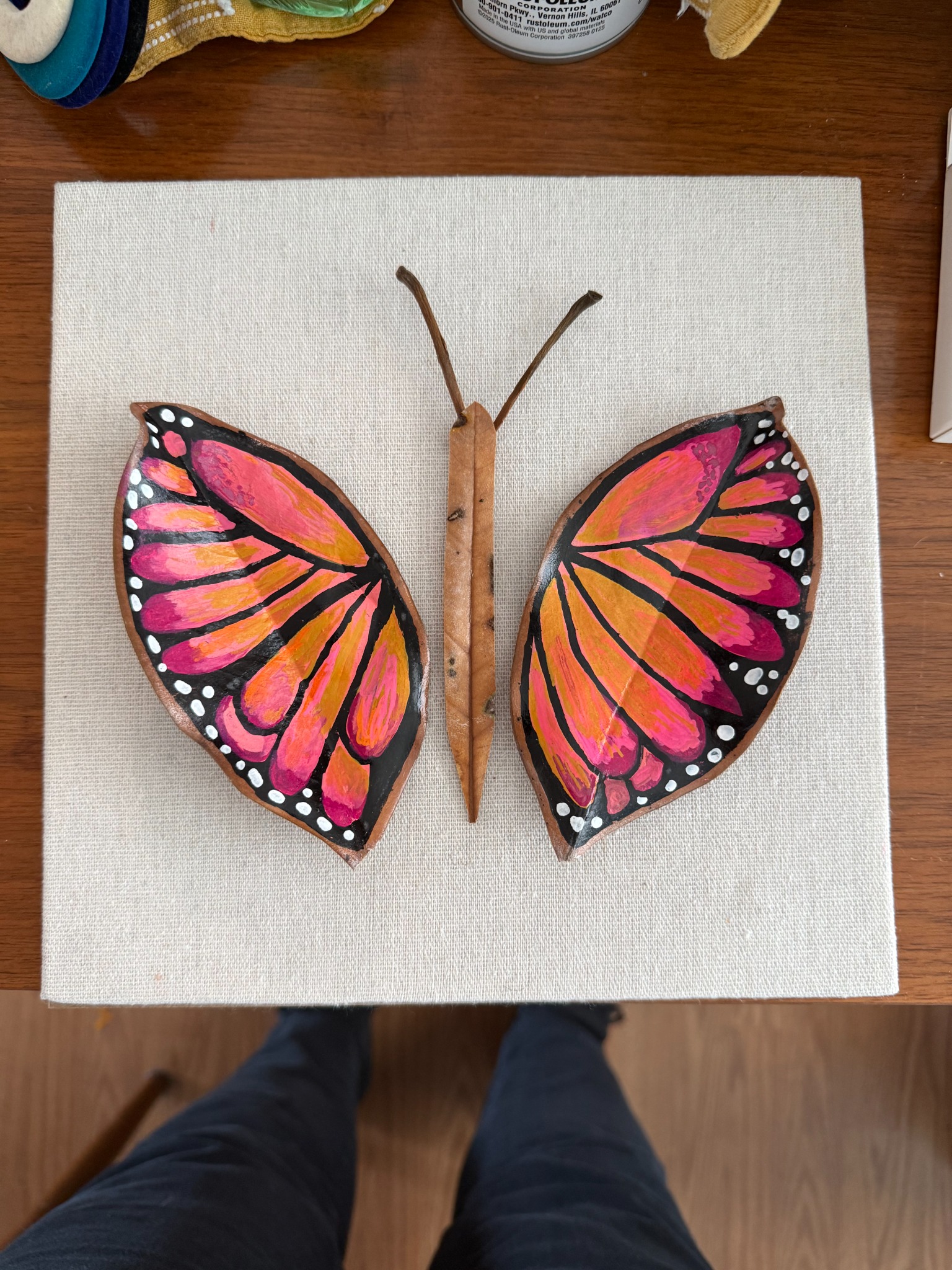 Clarior, butterfly formed from painted leaves